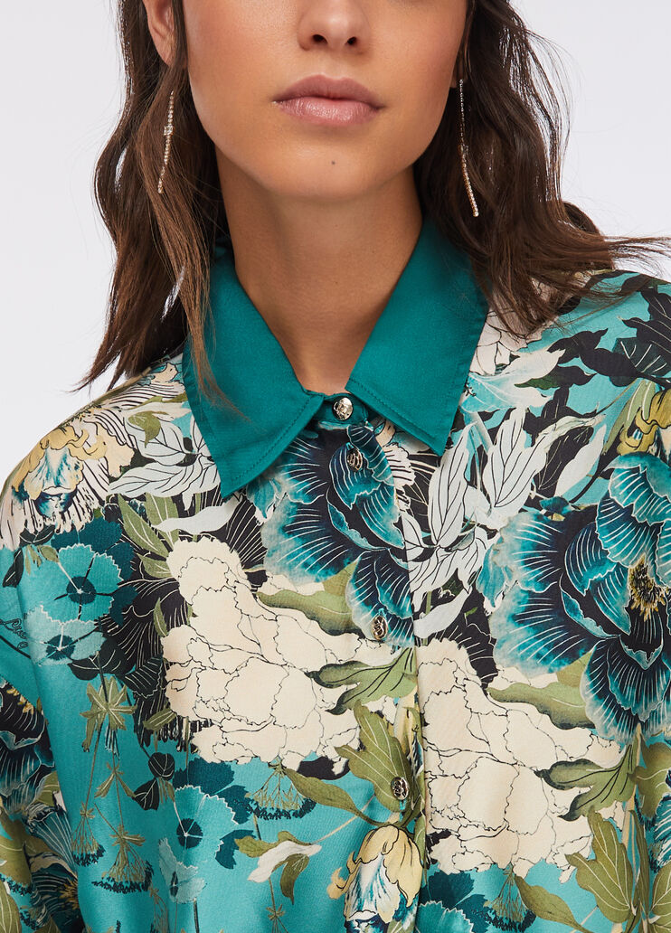 Рубашка из принтованного твила голубой Liu Jo - medium