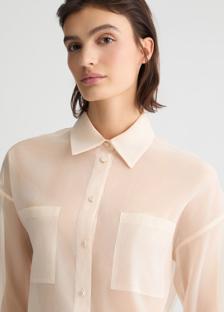 Beige organza shirt champagne Liu Jo - large image number 3 Beige organza shirt champagne Liu Jo - large image number 3