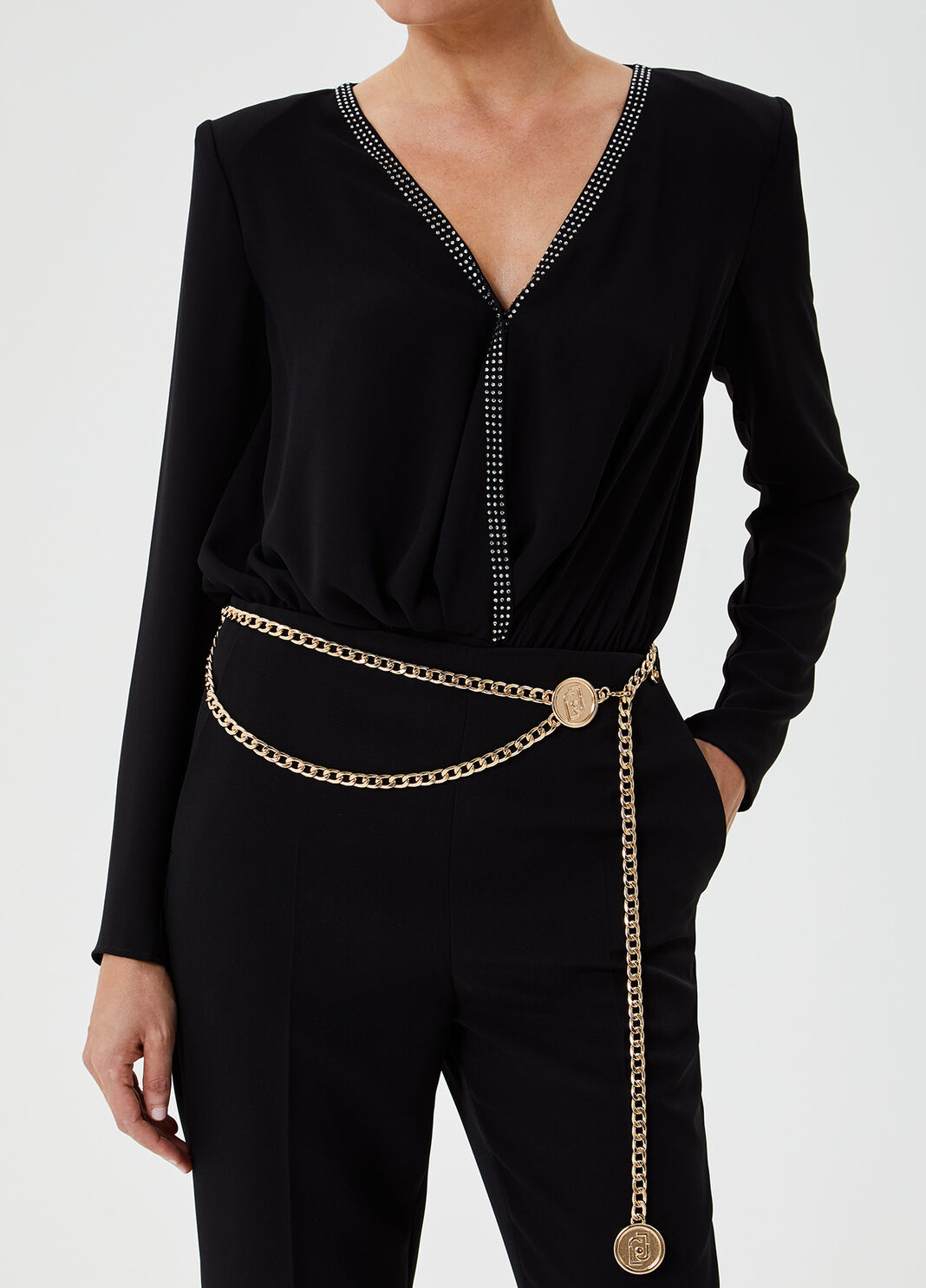 Metallic belt with logo Gold Liu Jo - large image number 1