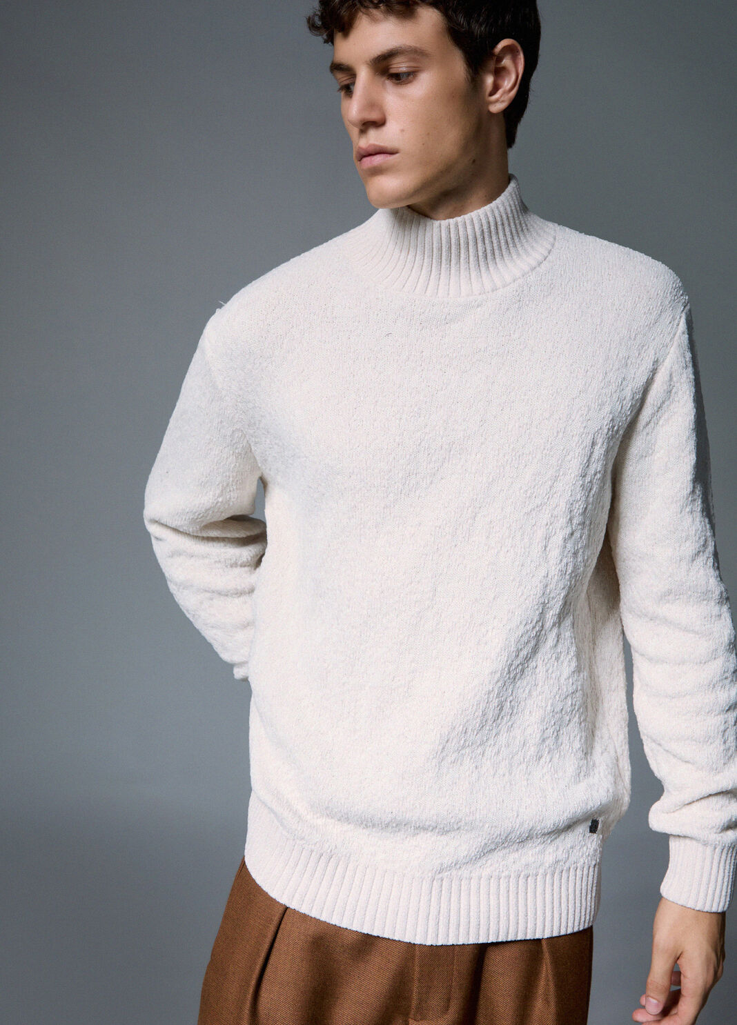 Mock-neck sweater in chenille white Liu Jo - large image number 3