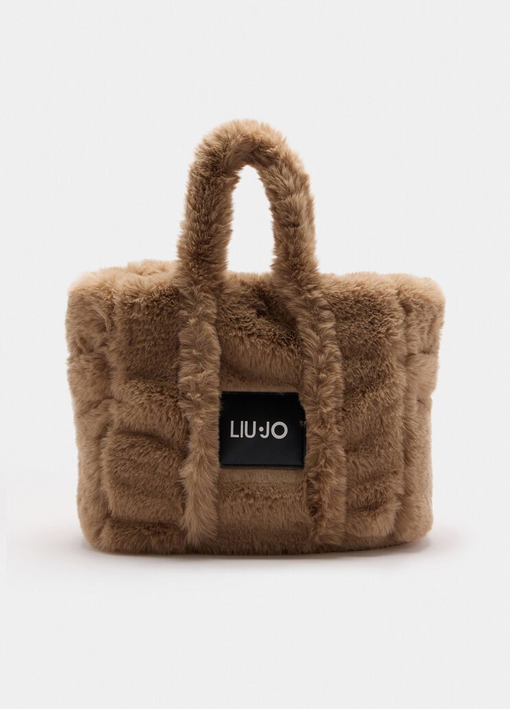 Bolso tote mediano de peluche champán Liu Jo - medium Bolso tote mediano de peluche champán Liu Jo - medium