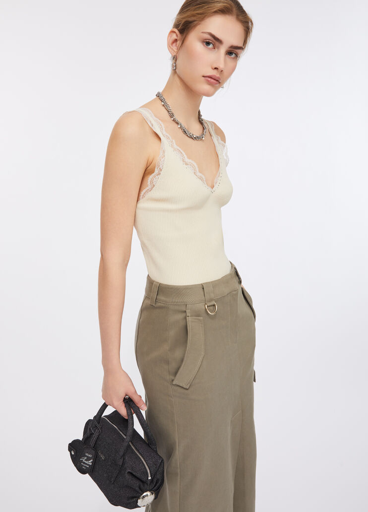 Top with lace details light beige Liu Jo - medium