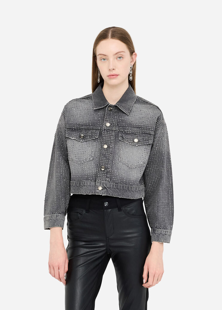 Veste en denim avec strass denim gris Liu Jo - large image number 0
