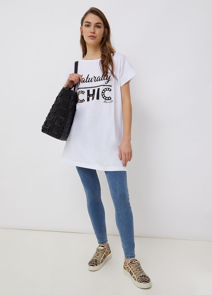 Eco-friendly maxi T-shirt white Liu Jo - large image number 3 Eco-friendly maxi T-shirt white Liu Jo - large image number 3