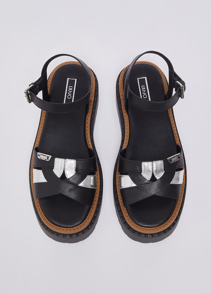 Leather platform sandals black Liu Jo - medium