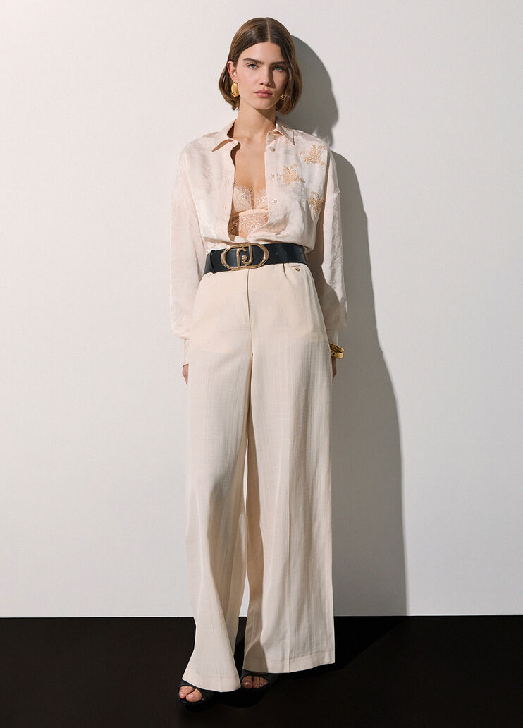 Flamed Viscose Trousers cream Liu Jo - medium
