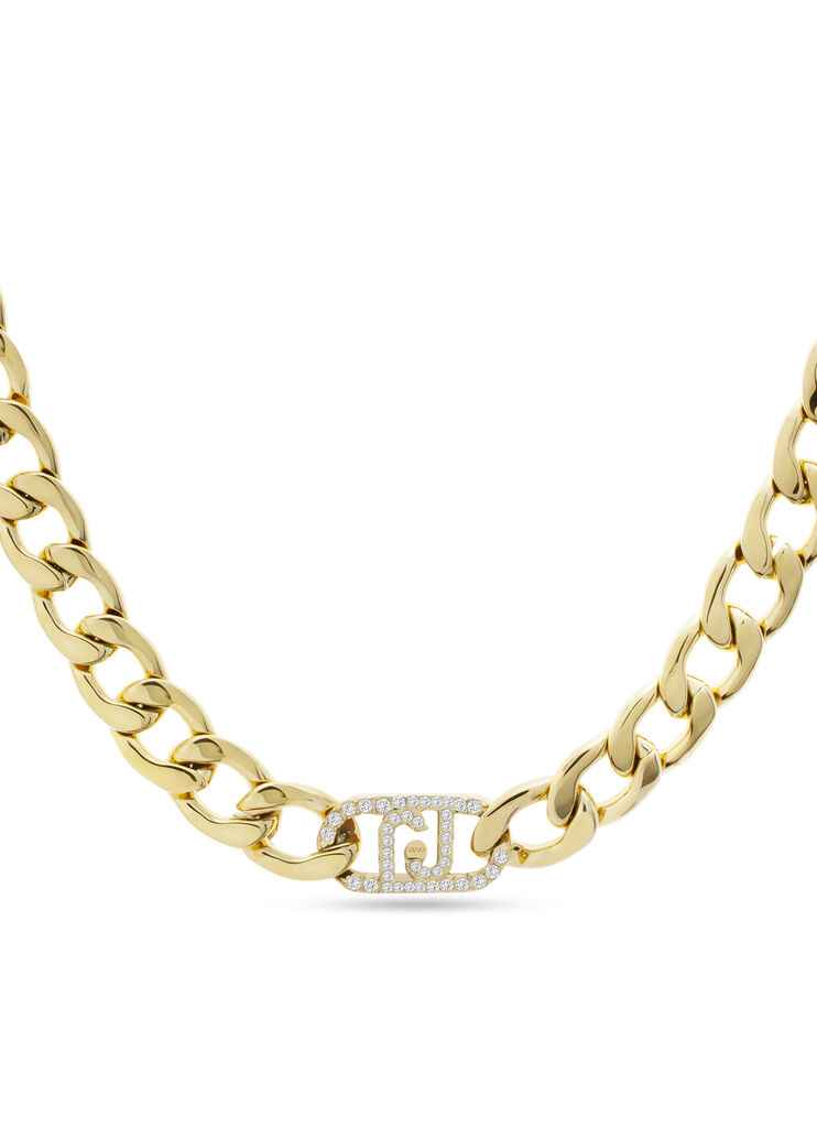 Monogram choker with diamantés gold Liu Jo - large image number 1 Monogram choker with diamantés gold Liu Jo - large image number 1