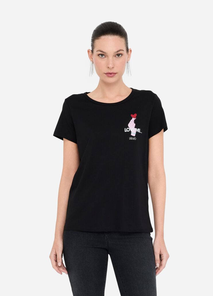 Cotton T-shirt black Liu Jo - large image number 0 Cotton T-shirt black Liu Jo - large image number 0