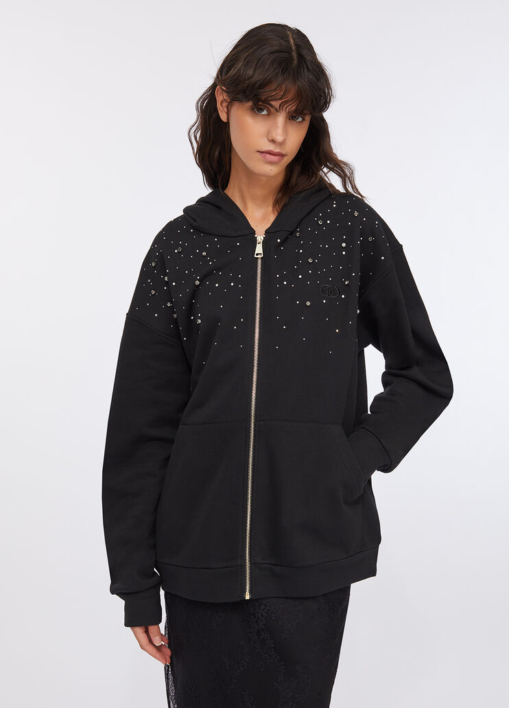 Sudadera de algodón con strass negro Liu Jo - medium