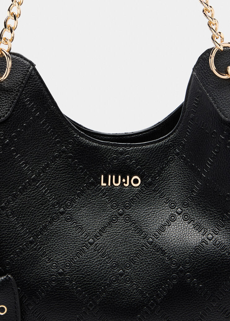 Borsa a mano con logo nero Liu Jo - medium