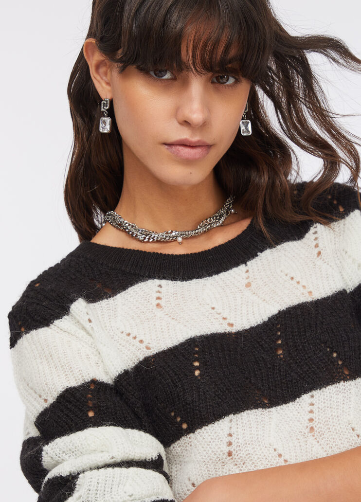 Striped wool and alpaca sweater black Liu Jo - medium