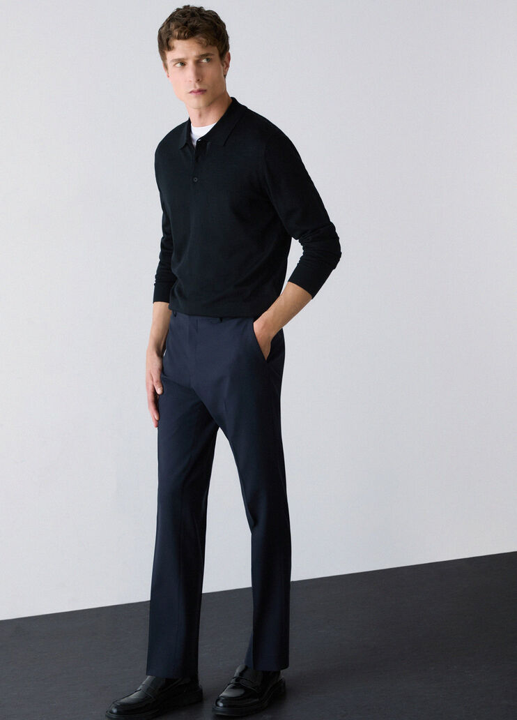 Trousers tapered fit in a wool blend dark blue Liu Jo - medium