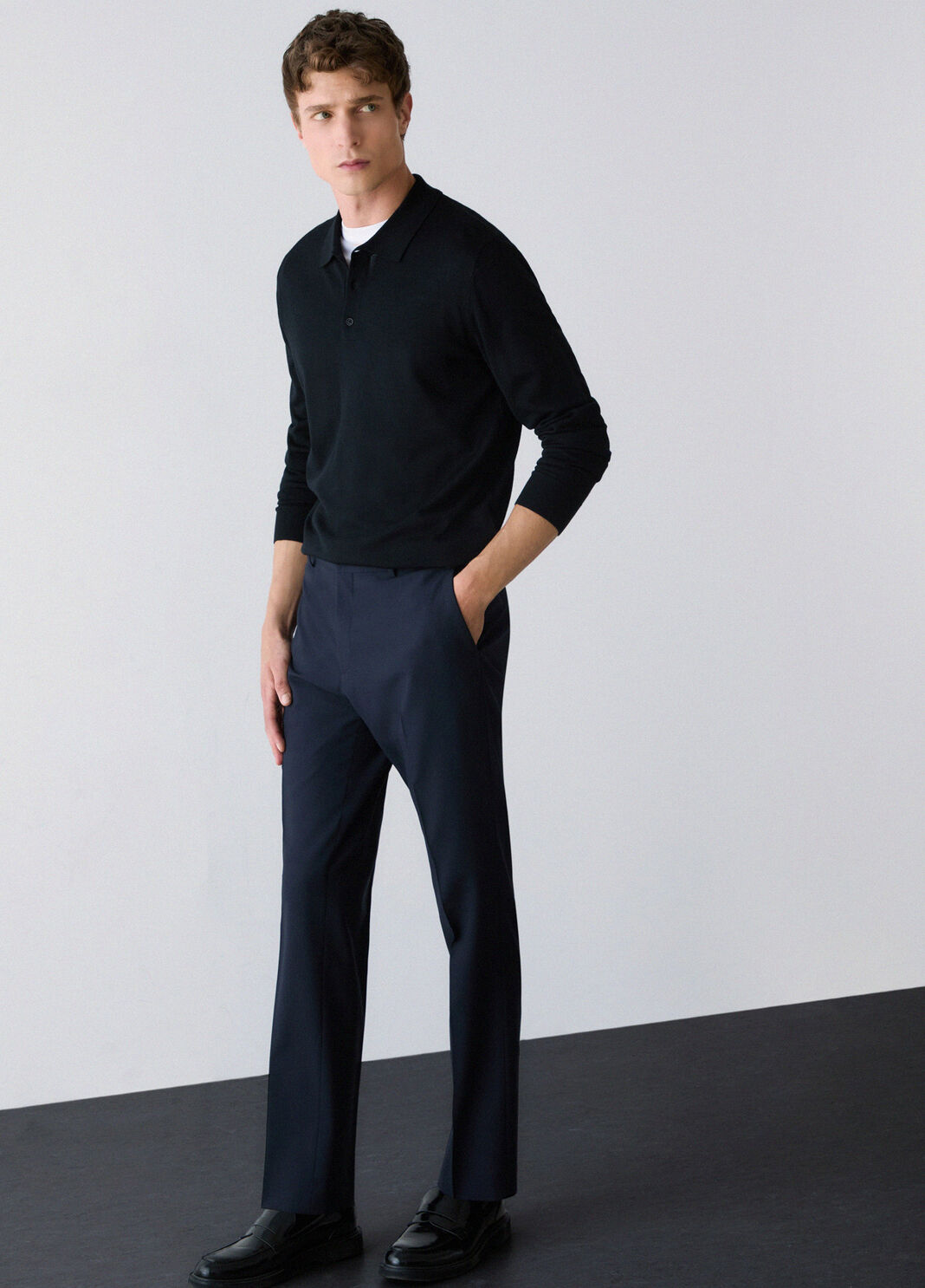 Trousers tapered fit in a wool blend dark blue Liu Jo - large image number 3