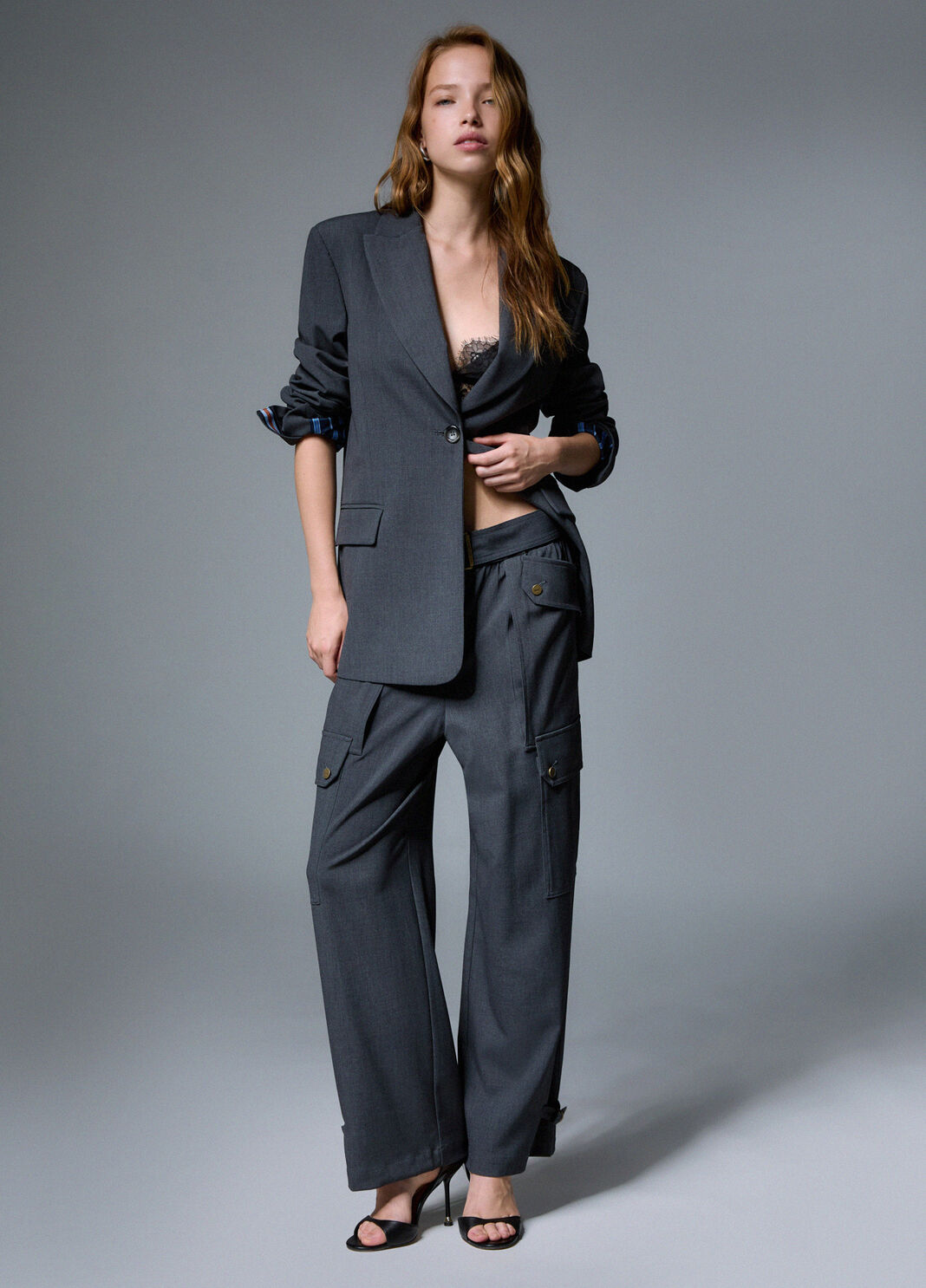 Pantalon cargo en flanelle vert fonc&eacute; Liu Jo - large image number 2