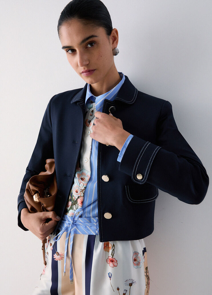 Jacke aus Milano-Ripp Dunkelblau Liu Jo - medium