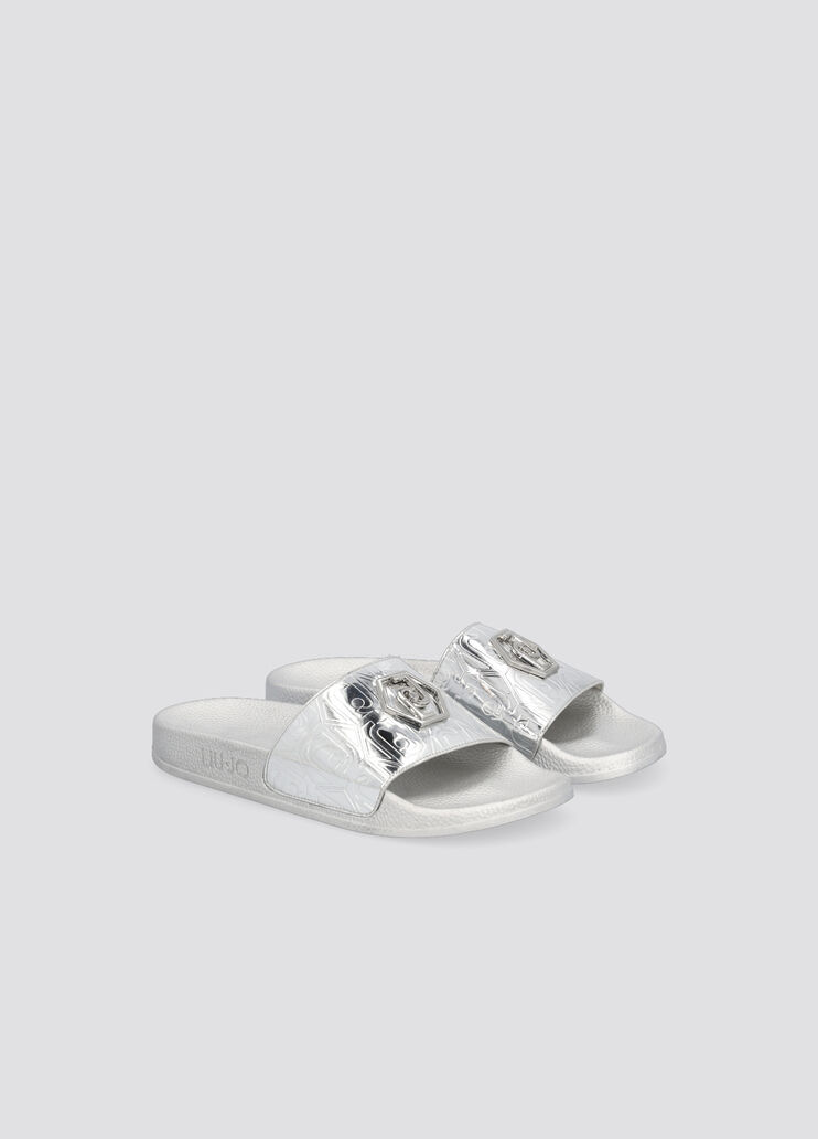 Slippers with monogram logo silver Liu Jo - large image number 1 Slippers with monogram logo silver Liu Jo - large image number 1