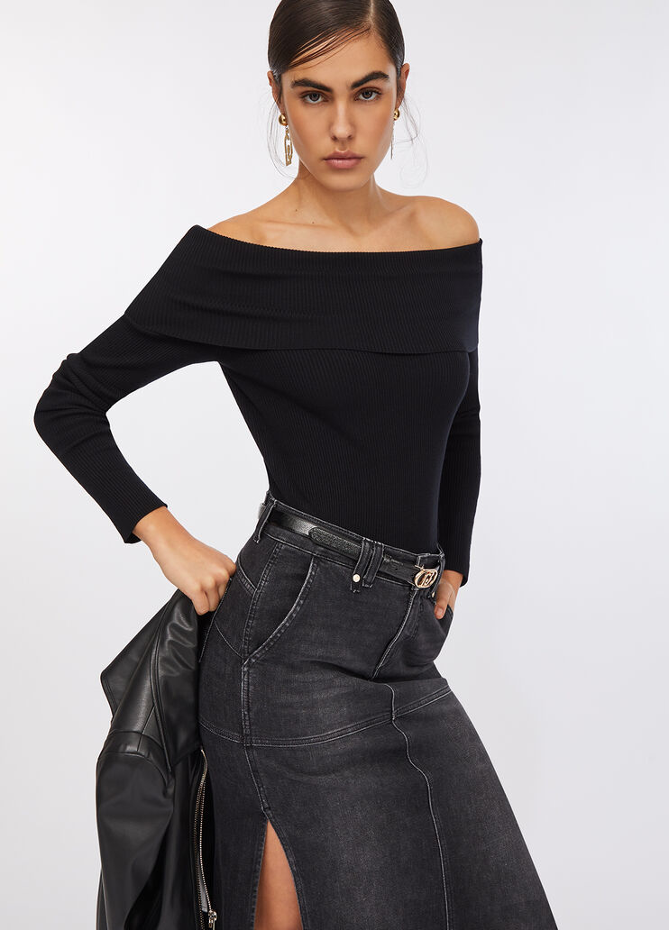 Off-Shoulder-Pullover Schwarz Liu Jo - medium
