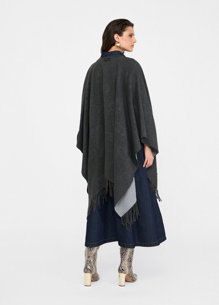 Poncho mit Logo und Fransen Grau Liu Jo - large image number 1 Poncho mit Logo und Fransen Grau Liu Jo - large image number 1