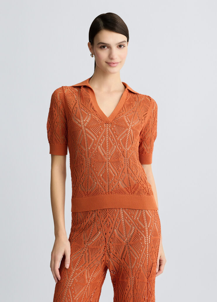 Cotton-blend crochet jumper terracotta Liu Jo - medium Cotton-blend crochet jumper terracotta Liu Jo - medium