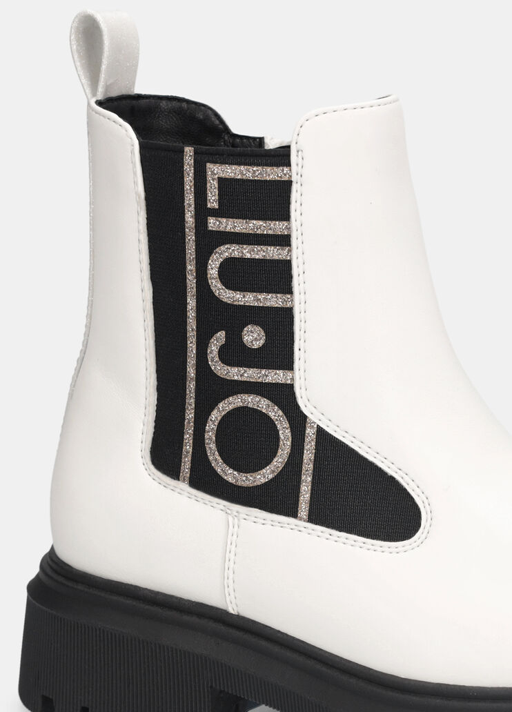 Ankle boots with glittery maxi-logo milk Liu Jo - medium Ankle boots with glittery maxi-logo milk Liu Jo - medium