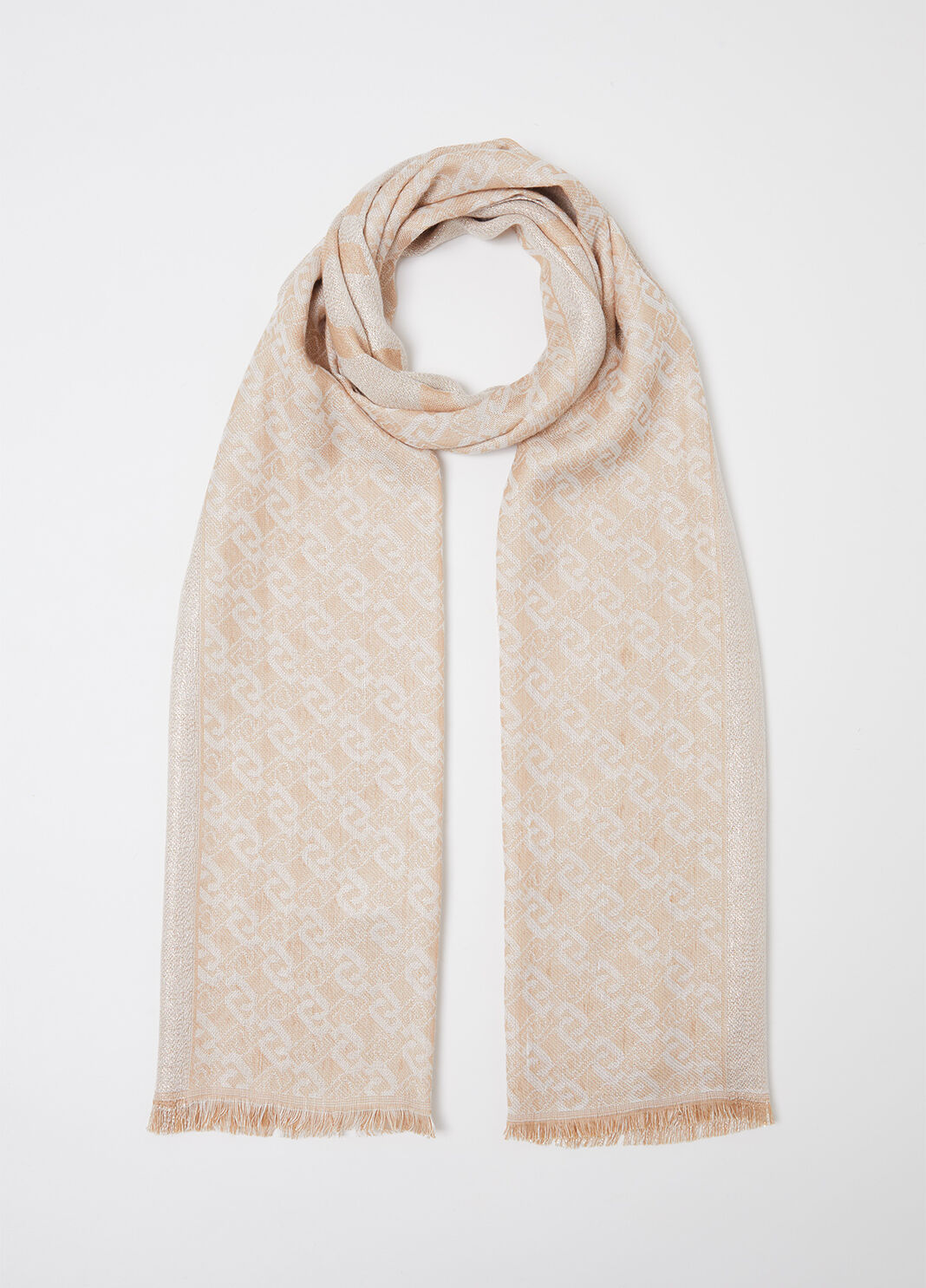 Stole with jacquard logo beige Liu Jo - large image number 1