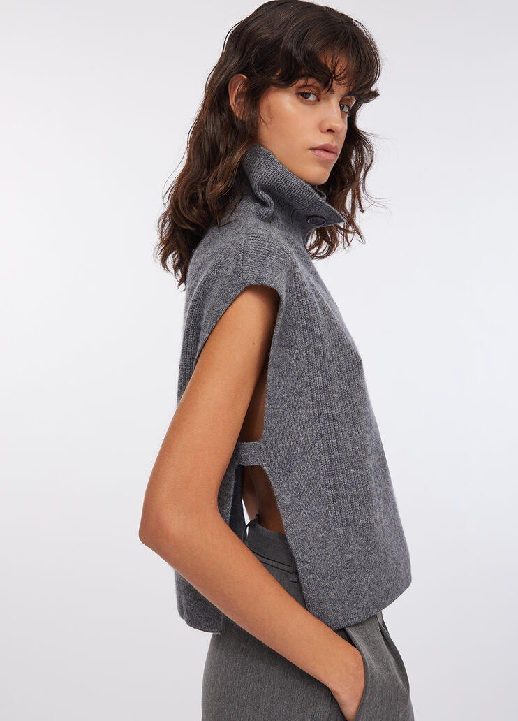 100% wool vest with bejewelled embroidery grey Liu Jo - large image number 3