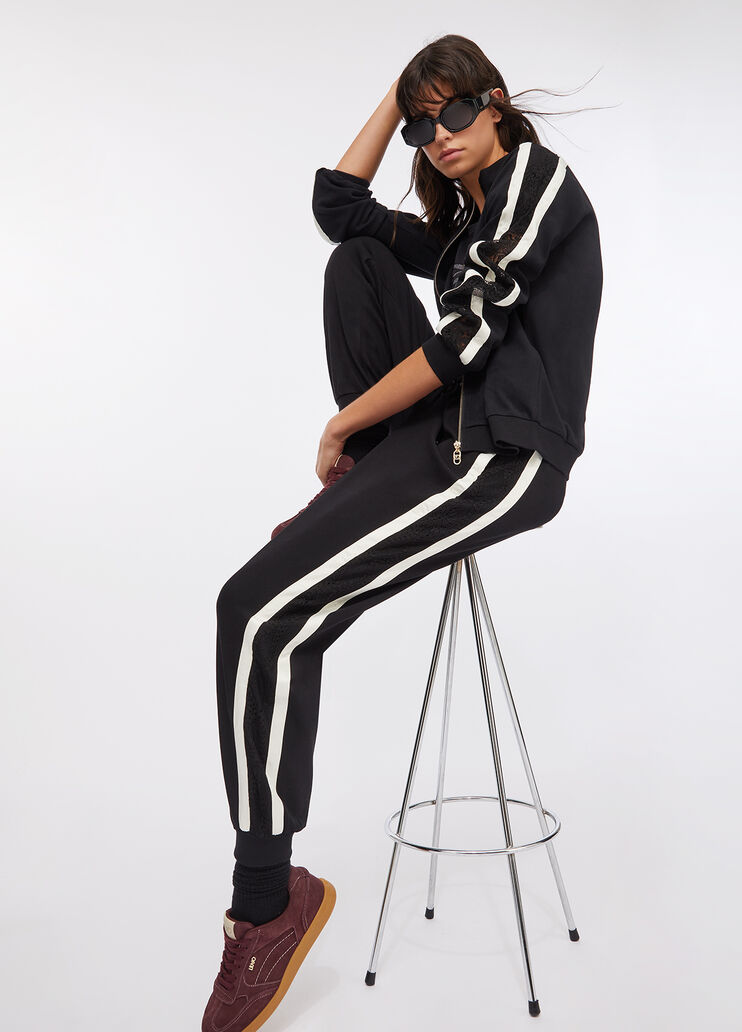 Plush jogging trousers with lace black Liu Jo - large image number 4