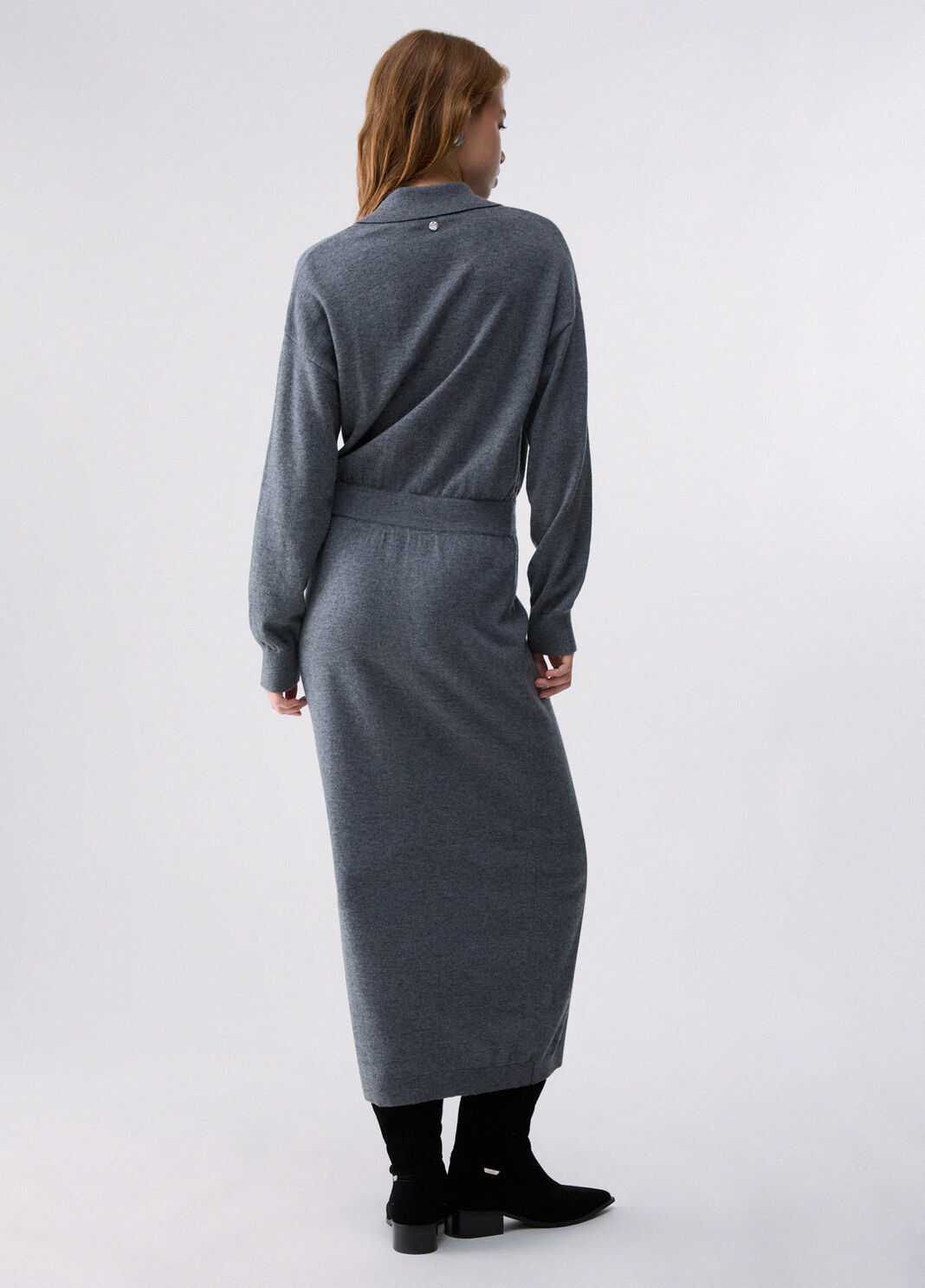 Knit Dress with Buckles grey m&eacute;lange Liu Jo - large image number 1