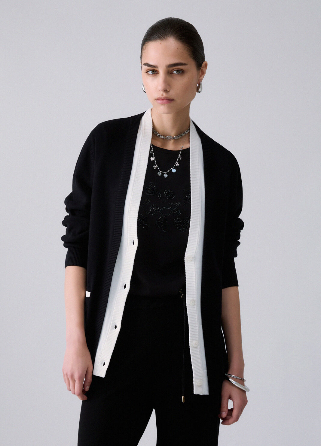 Gilet en maille ouverte noir Liu Jo - large image number 0