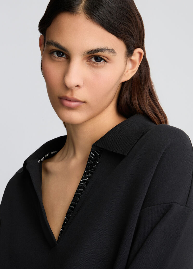 Black sweatshirt with rhinestones black Liu Jo - large image number 3 Black sweatshirt with rhinestones black Liu Jo - large image number 3