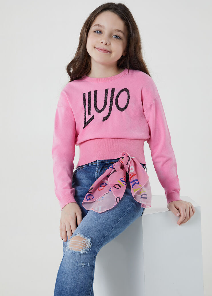 Jersey ecosostenible con logotipo rosa/negro Liu Jo - large image number 3 Jersey ecosostenible con logotipo rosa/negro Liu Jo - large image number 3