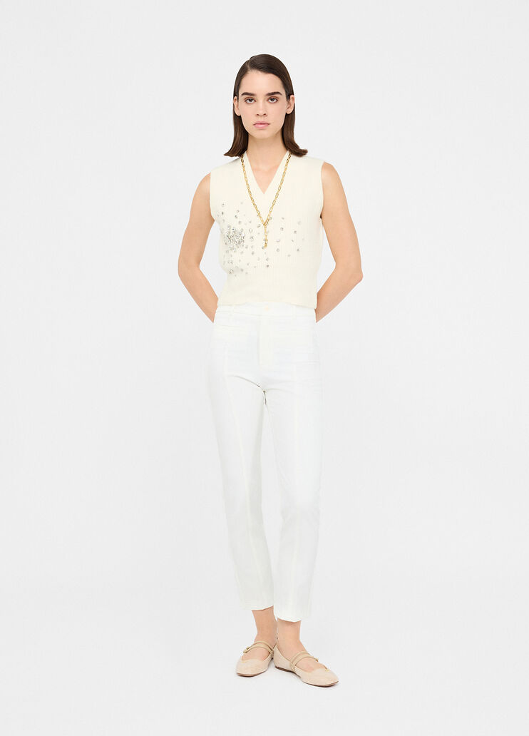 Wool top with gemstones white Liu Jo - large image number 3