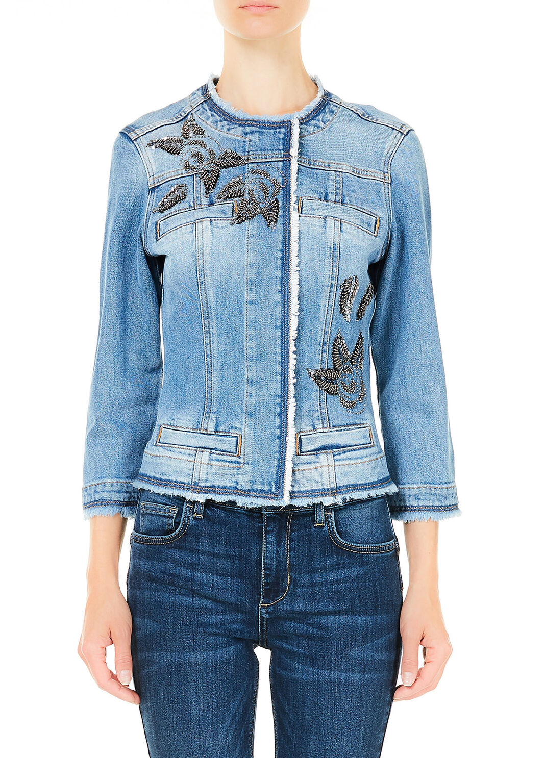 Джинсовая куртка с аппликациями Синий деним Liu Jo - large image number 0