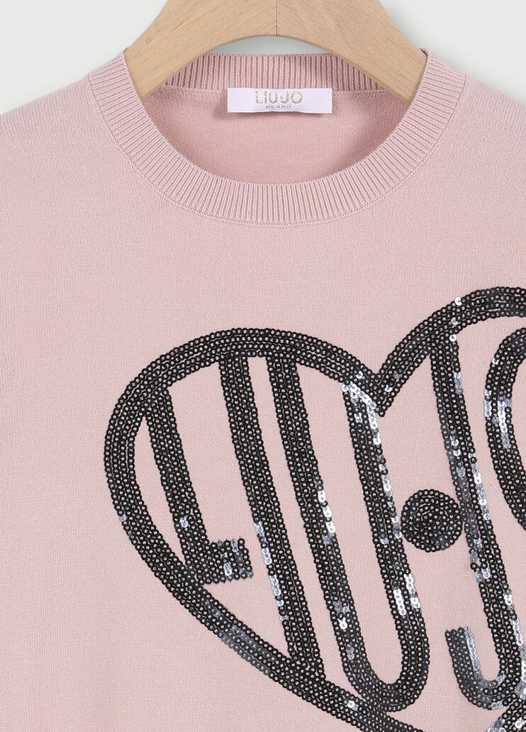 Maglia Liu Jo Better con paillettes Rosa/blu scuro Liu Jo - large image number 2 Maglia Liu Jo Better con paillettes Rosa/blu scuro Liu Jo - large image number 2