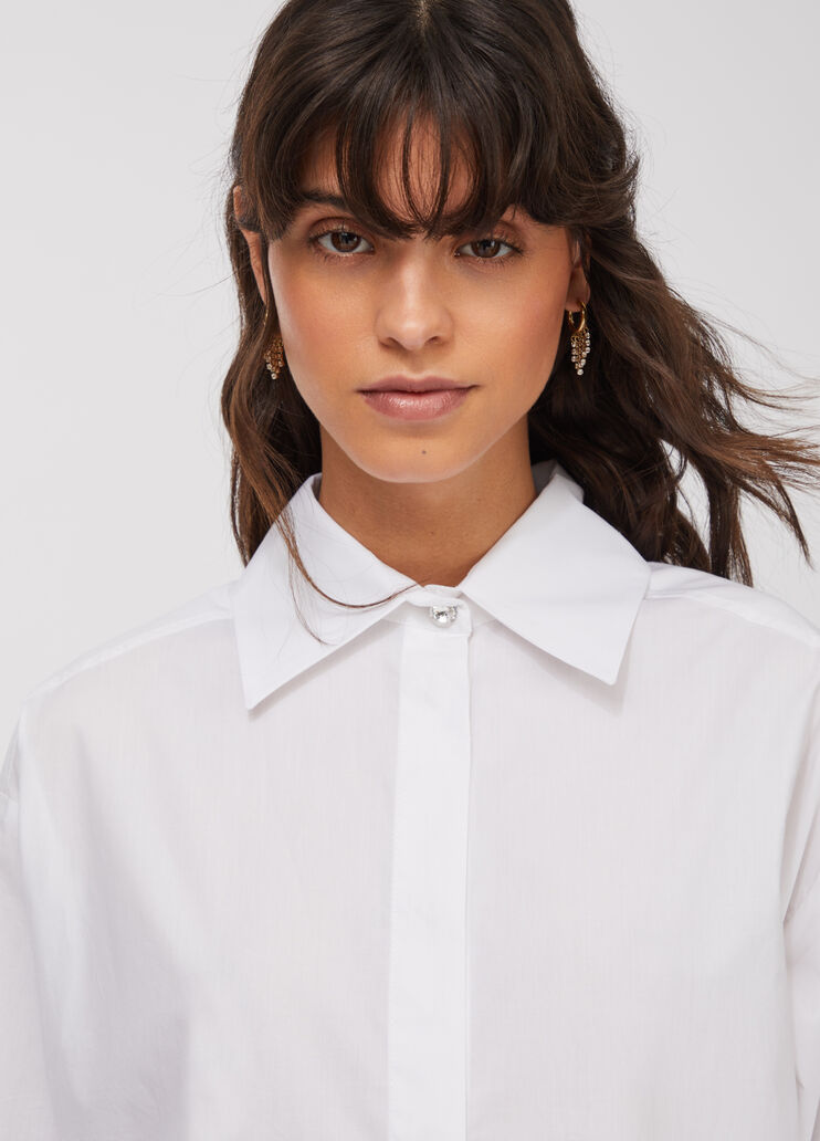 Hemdbluse aus Popeline mit Fransen Weiß Liu Jo - large image number 4