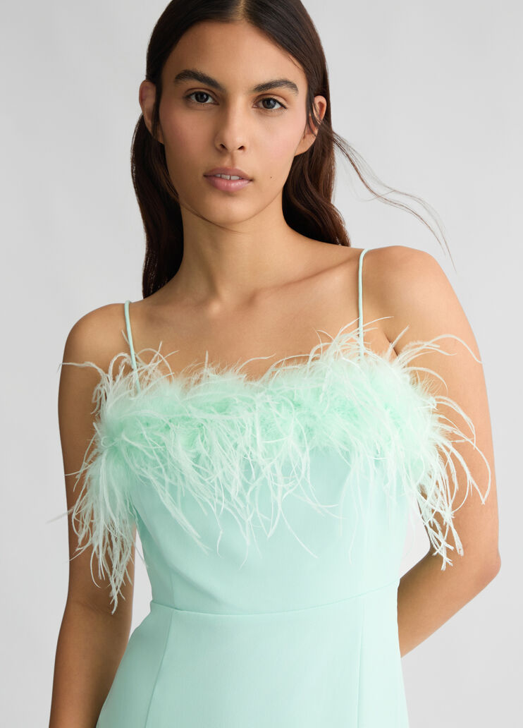 Elegant aqua green dress with feathers mint Liu Jo - medium Elegant aqua green dress with feathers mint Liu Jo - medium