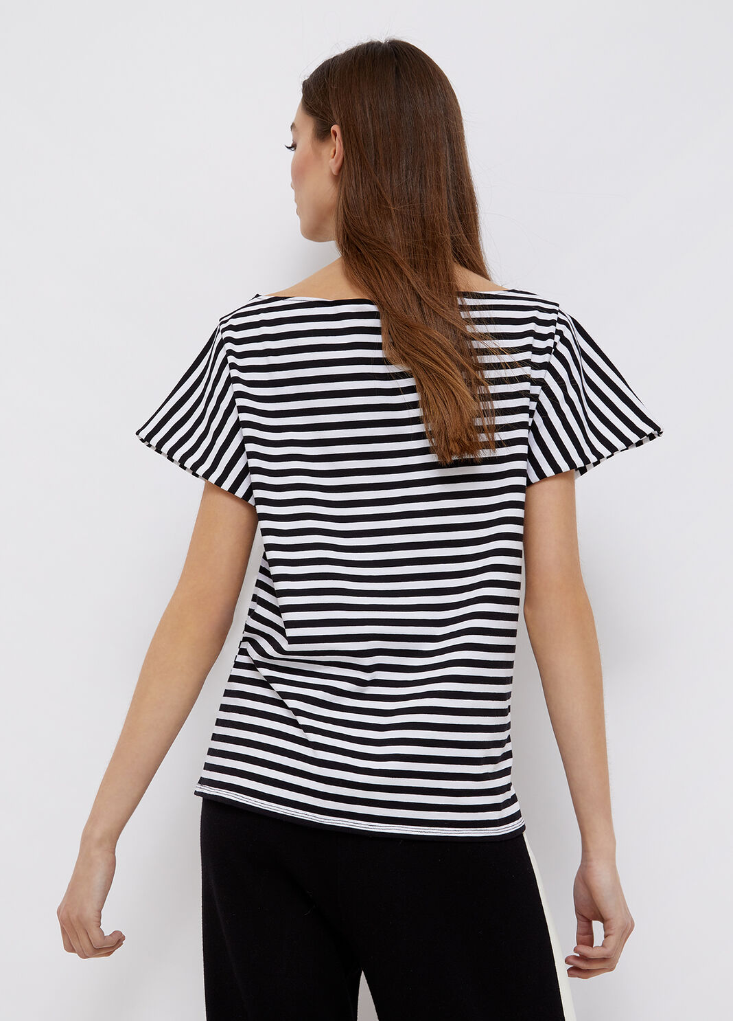 Striped t-shirt with jewel embroidery white/black Liu Jo - large image number 1