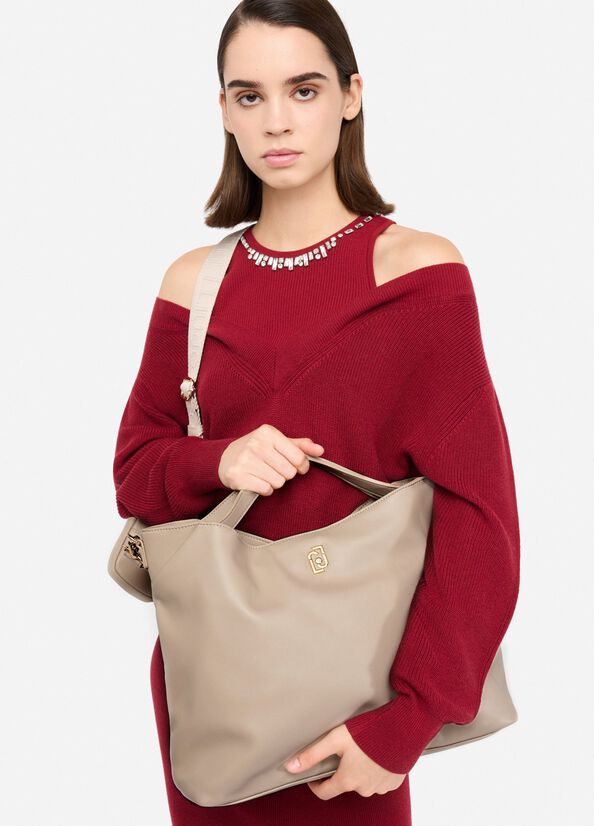 Fourre-tout format moyen avec charm beige Liu Jo - large image number 0
