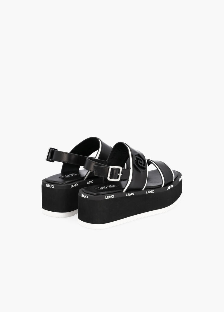 Platform sandals with logo black Liu Jo - large image number 1
