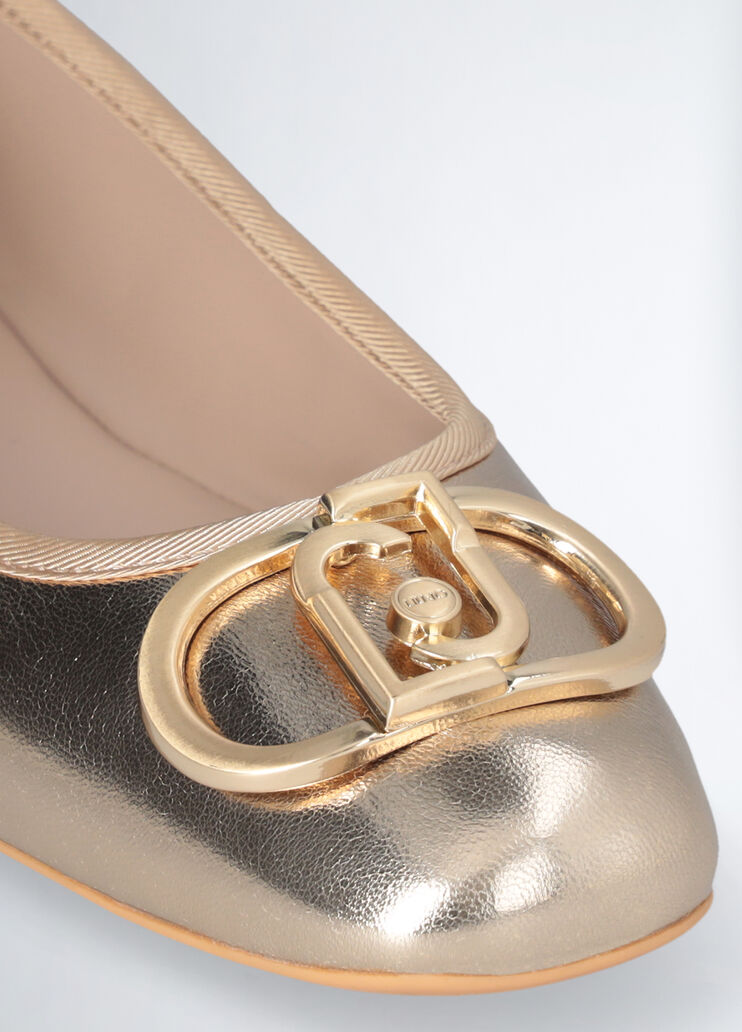 Metallic-effect leather ballet flats gold-colour Liu Jo - large image number 5 Metallic-effect leather ballet flats gold-colour Liu Jo - large image number 5