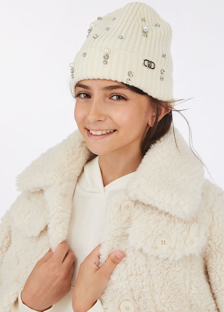 Beanie hat with rhinestones and pearls butter Liu Jo - medium Beanie hat with rhinestones and pearls butter Liu Jo - medium