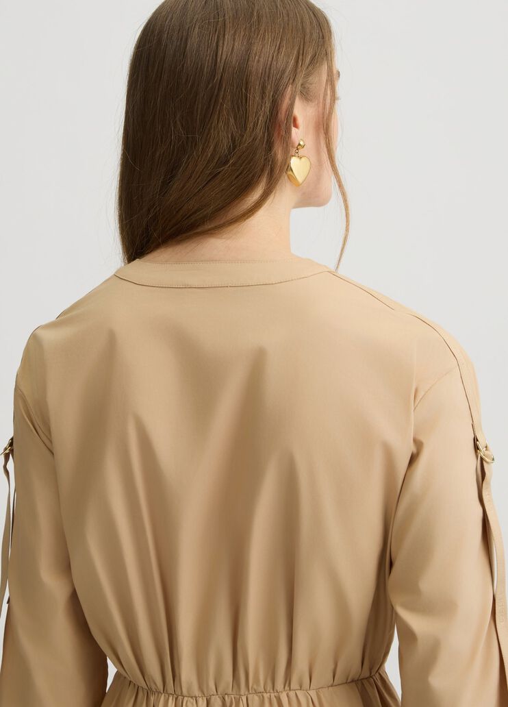 Cotton dress with belt beige Liu Jo - large image number 4 Cotton dress with belt beige Liu Jo - large image number 4