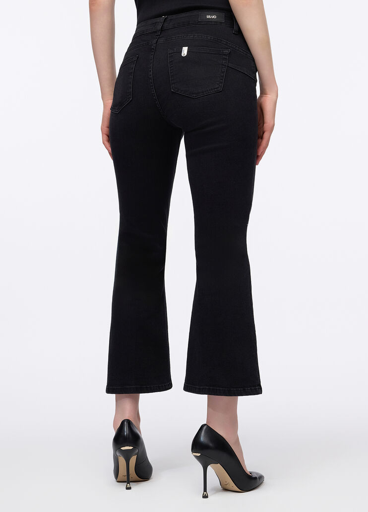 Jean flare à boutons bijou denim noir Liu Jo - large image number 1