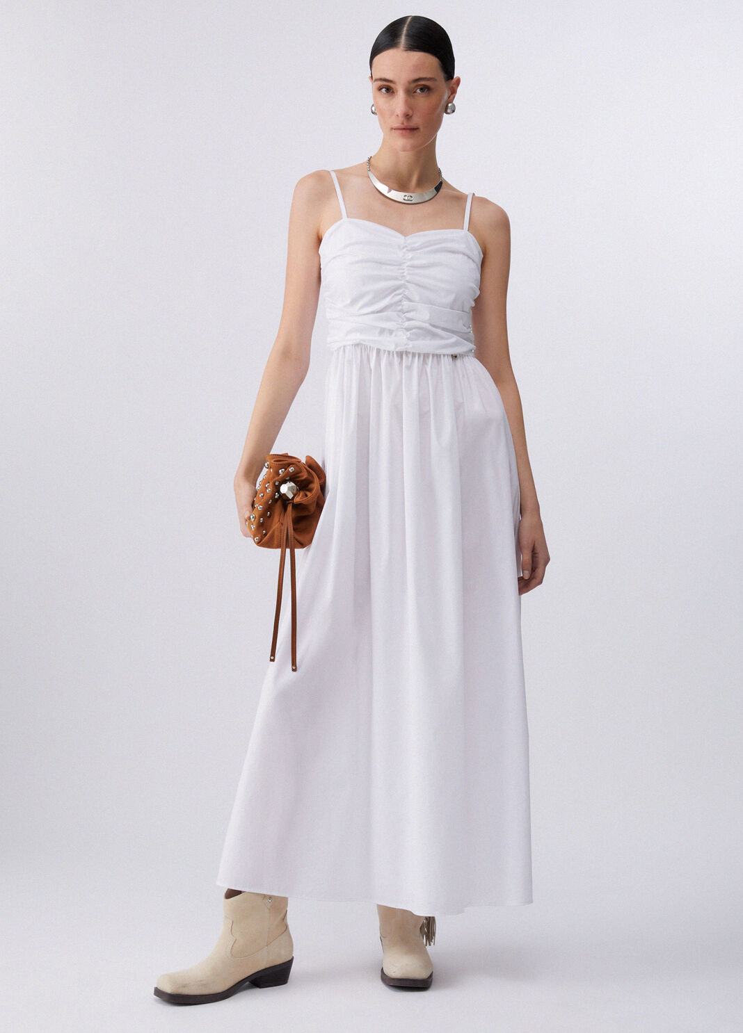 Long poplin dress white Liu Jo - large image number 5