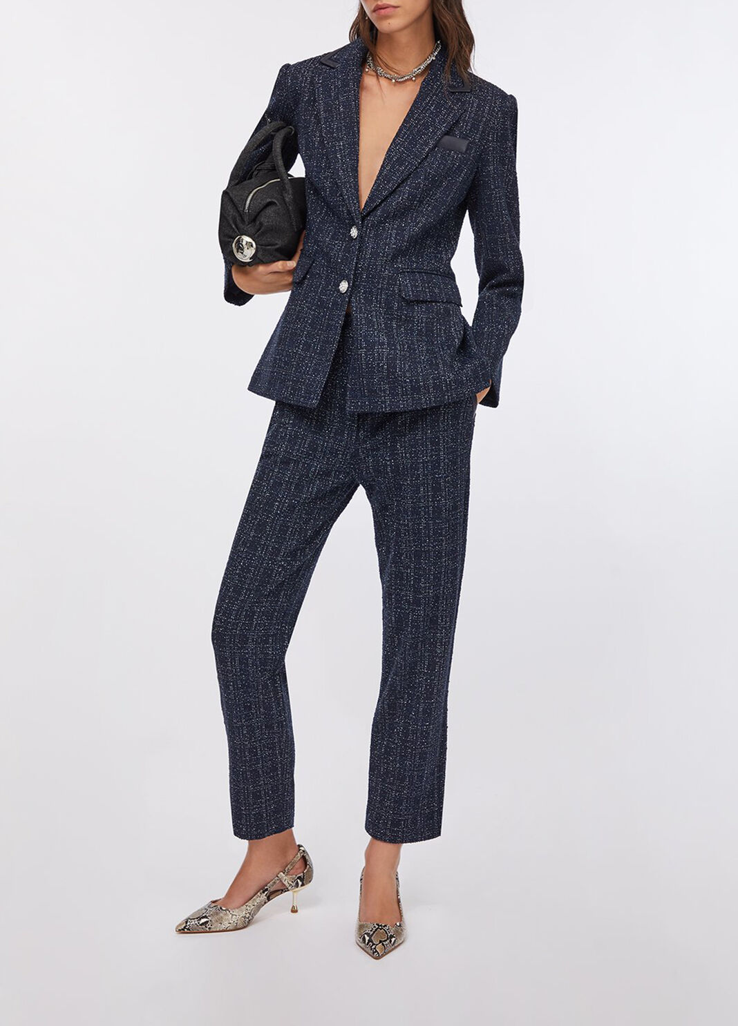 Elegant jacket in boucl&eacute; dark blue Liu Jo - large image number 3