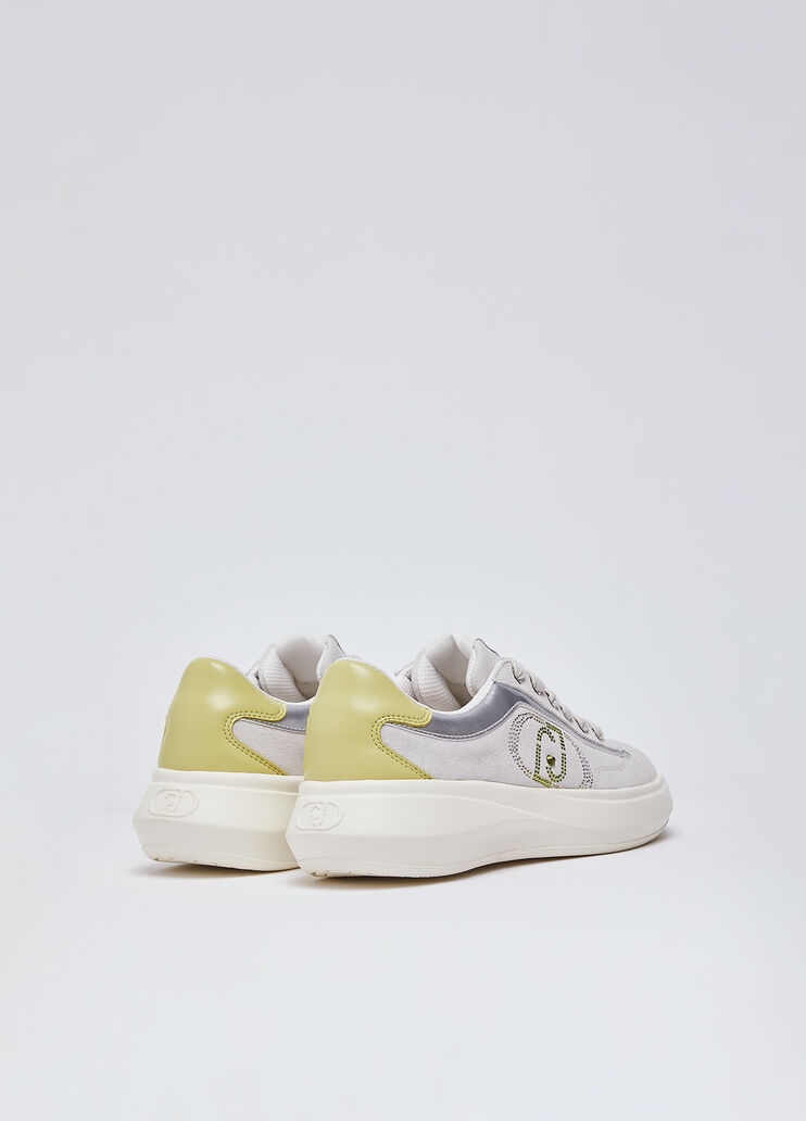 Sneakers en daim avec strass blanc cass&eacute; Liu Jo - large image number 2