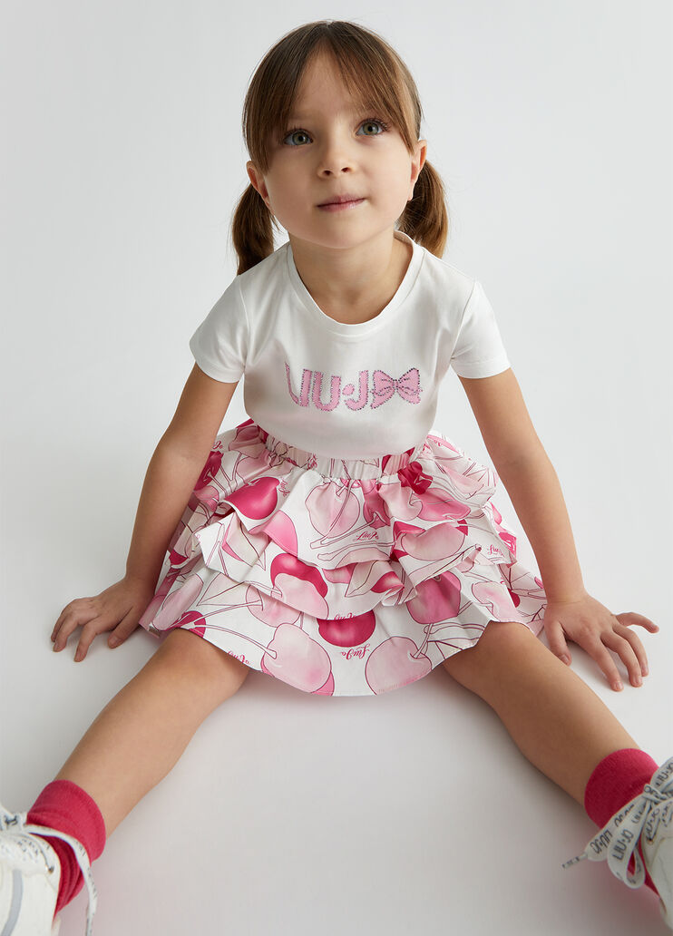 Cotton T-shirt with logo and rhinestones pink Liu Jo - medium Cotton T-shirt with logo and rhinestones pink Liu Jo - medium