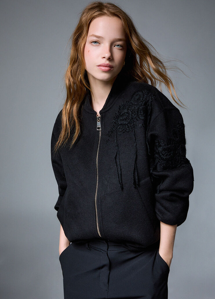Bomberjacke aus Wolltuch double mit Stickerei schwarz Liu Jo - medium