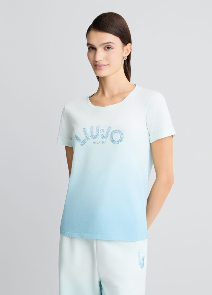 T-shirt with logo and gemstones light blue Liu Jo - medium T-shirt with logo and gemstones light blue Liu Jo - medium