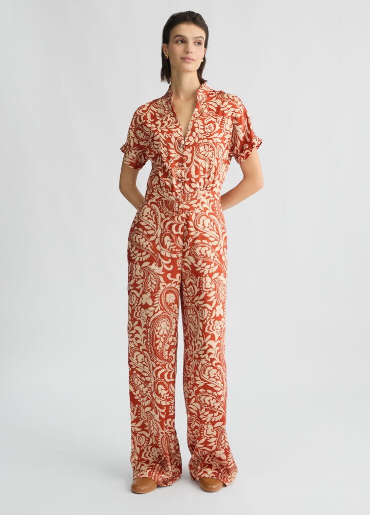 Printed twill jumpsuit terracotta Liu Jo - large image number 0 Printed twill jumpsuit terracotta Liu Jo - large image number 0